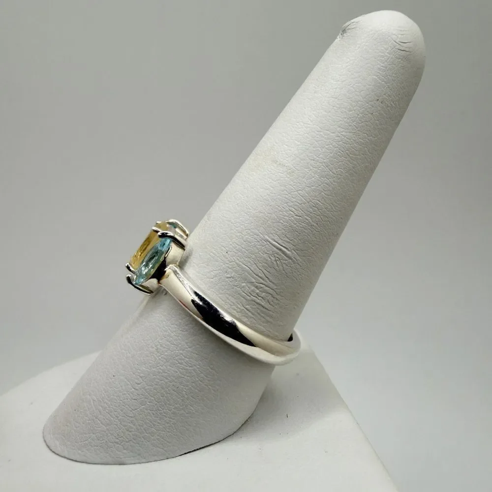 NWOT Oval cut 6x4mm Citrine and 4x6 marquise blue topaz ring in sterling silver!